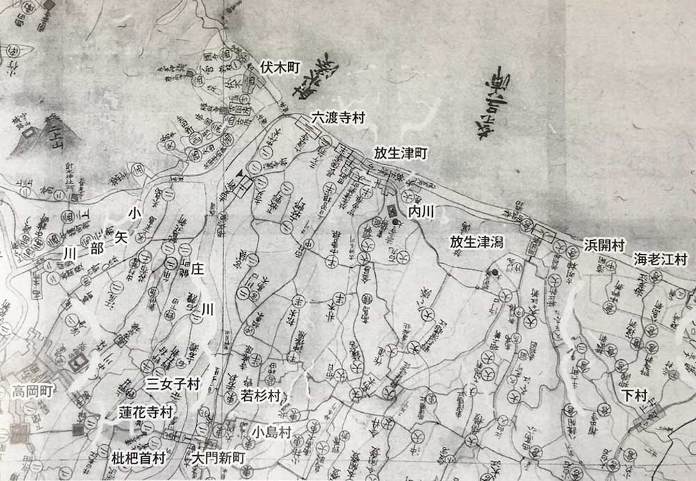 江戸時代後期の海老江・大門と周辺地域(文政6年)